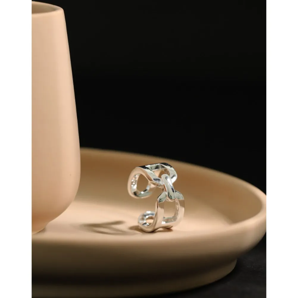 

053 Korean Edition Sterling Silver Ring 2020 New Ring Ins Versatile Chain Chain Opening Women's Ring
