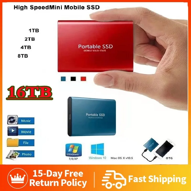 

20TB SSD Mobile Solid State Drive 16TB Storage Device Hard Drive Computer Portable USB 3.0 Mobile Hard Drives Solid State Disk