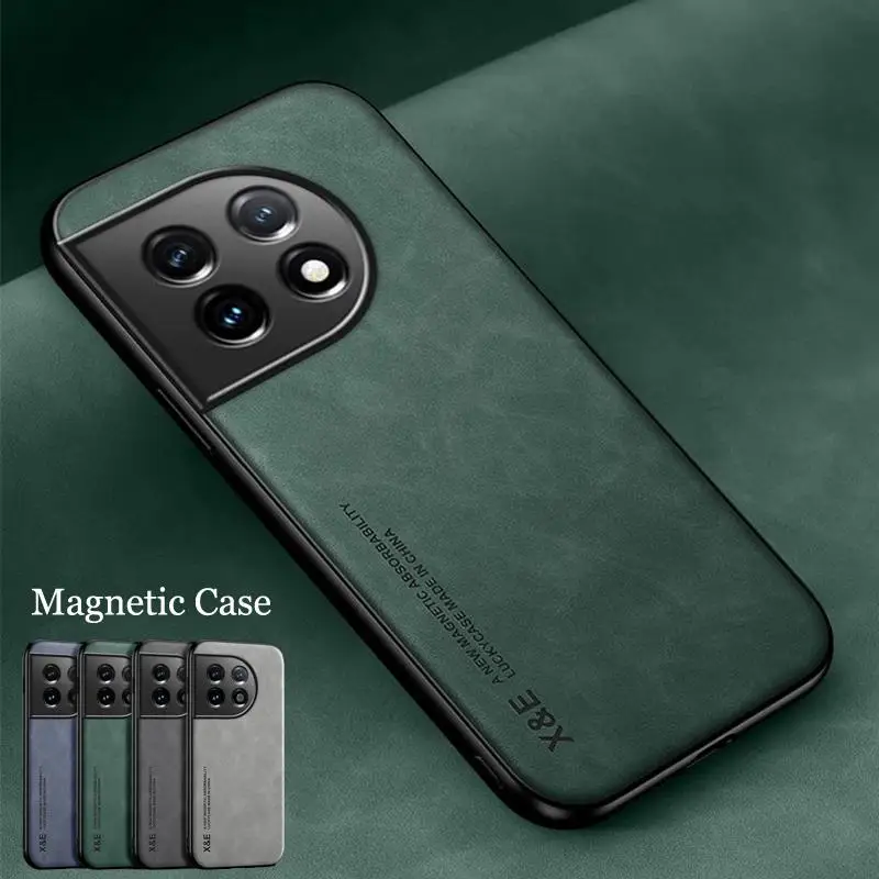 

Funda For Oneplus 11 10T 5G Magnetic Leather Phone Case For One Plus Ace Pro Ace2V 7T 7 Pro Magnet Metal Plate Protection Cover
