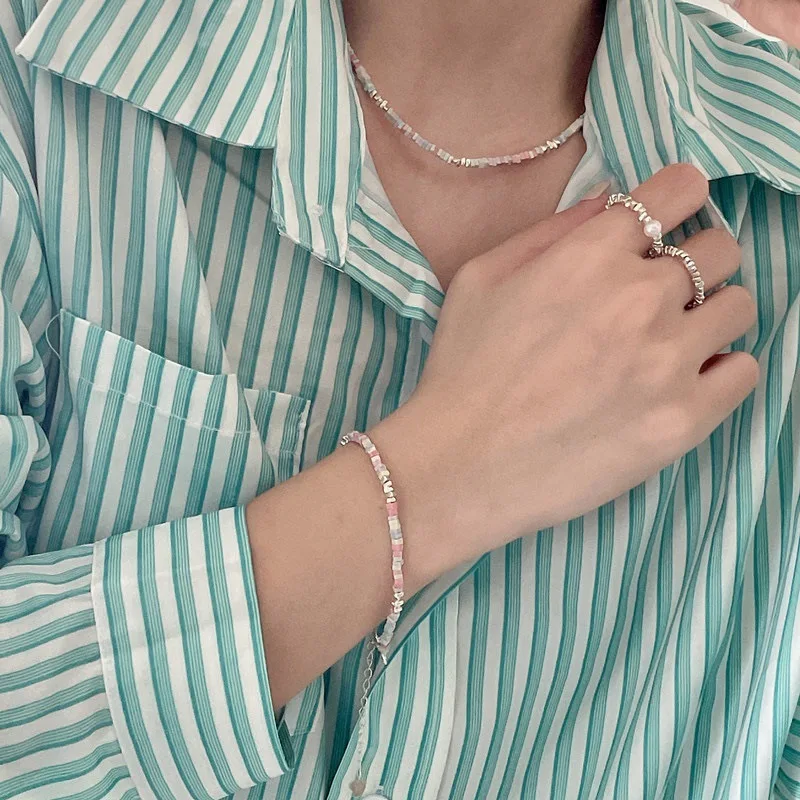 Серебряный браслет с красочным узором макарон женский простой модный