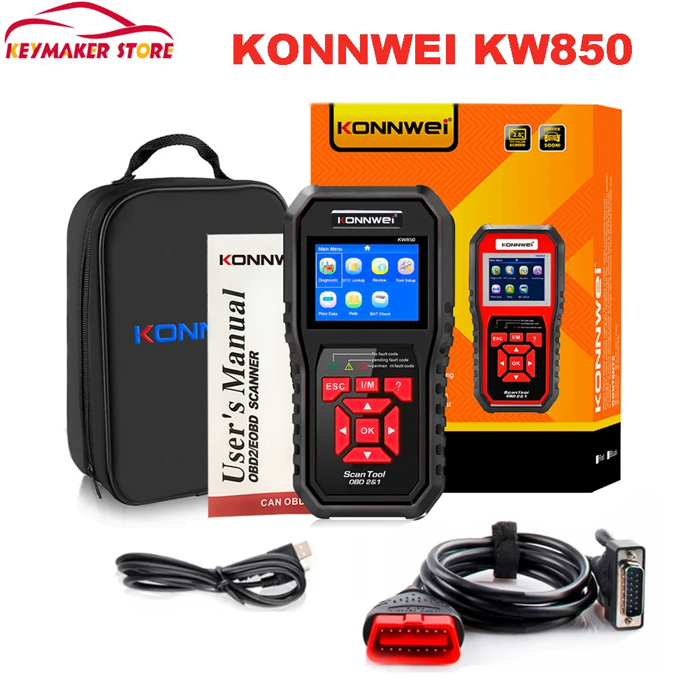 KONNWEI KW850 OBD2 Scanner  Car Diagnostic Tool OBD 2 Auto Scanner Check Engine O2 sensor Battery Test OBDII Code Reader Tool