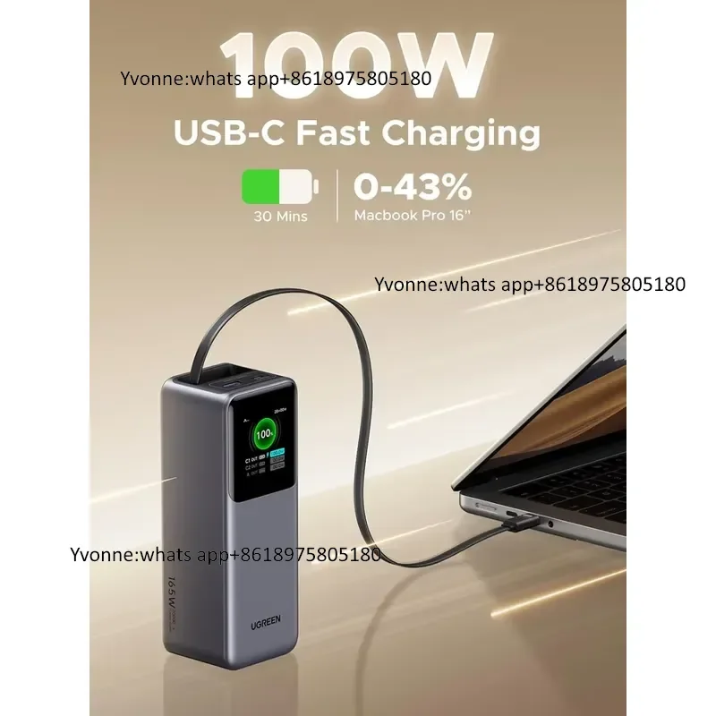 Фото Внешний аккумулятор Nexode 20000 мАч 165 Вт с кабелем USB-C, быстрая зарядка 100 Вт для Pro/Air 17/16, iPad Pro, S25 №2