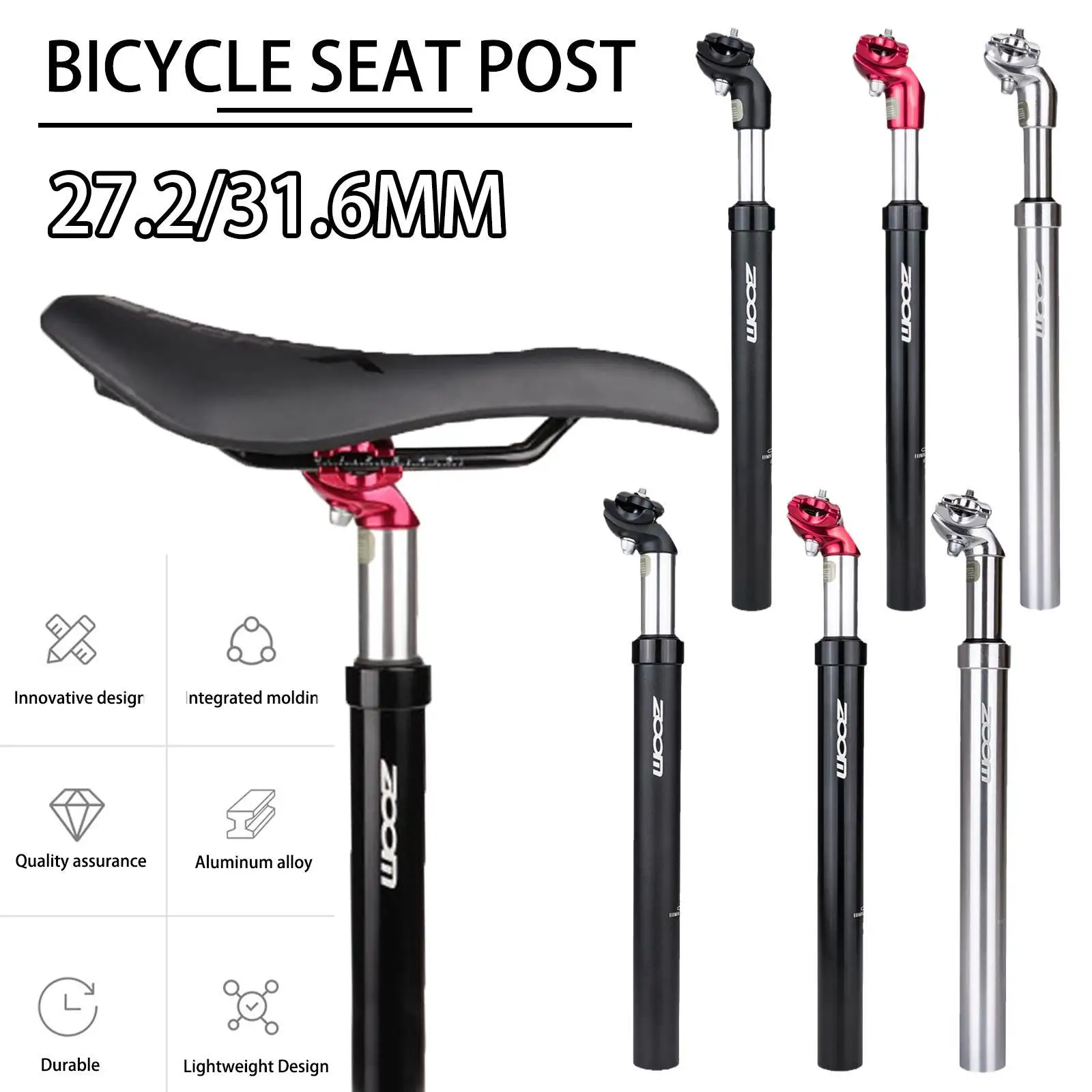 

Bicycle Seat Post Mountain Bike Suspension Seatpost 27.2/30.9/31.6mm Aluminum Alloy Shock Absorption Bicycle Seat Post