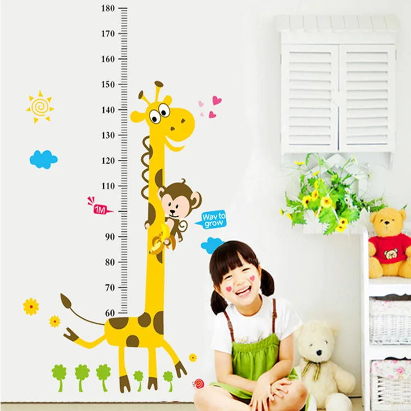 

Cartoon Giraffe Height Sticker Baby Growth Chart Kids Room Decoration Wall Stickers Kindergarten Wallpaper Nursery Decor Murals