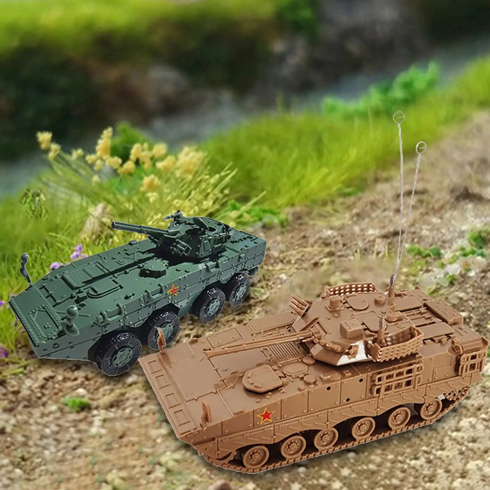 

2 Pieces Vehicles Model Set Educational Toy Assemble Tank 4D Assembled Tank Model for Game Birthday Party Holiday Gift