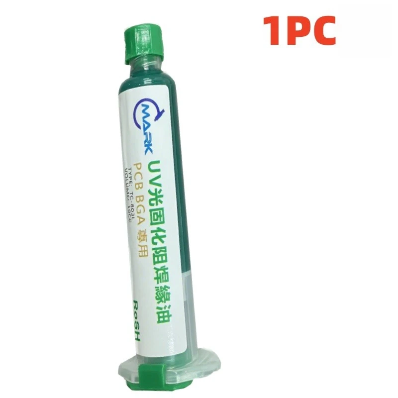 

УФ-отверждаемая паста-флюс зеленая 10CC для защиты печатных плат