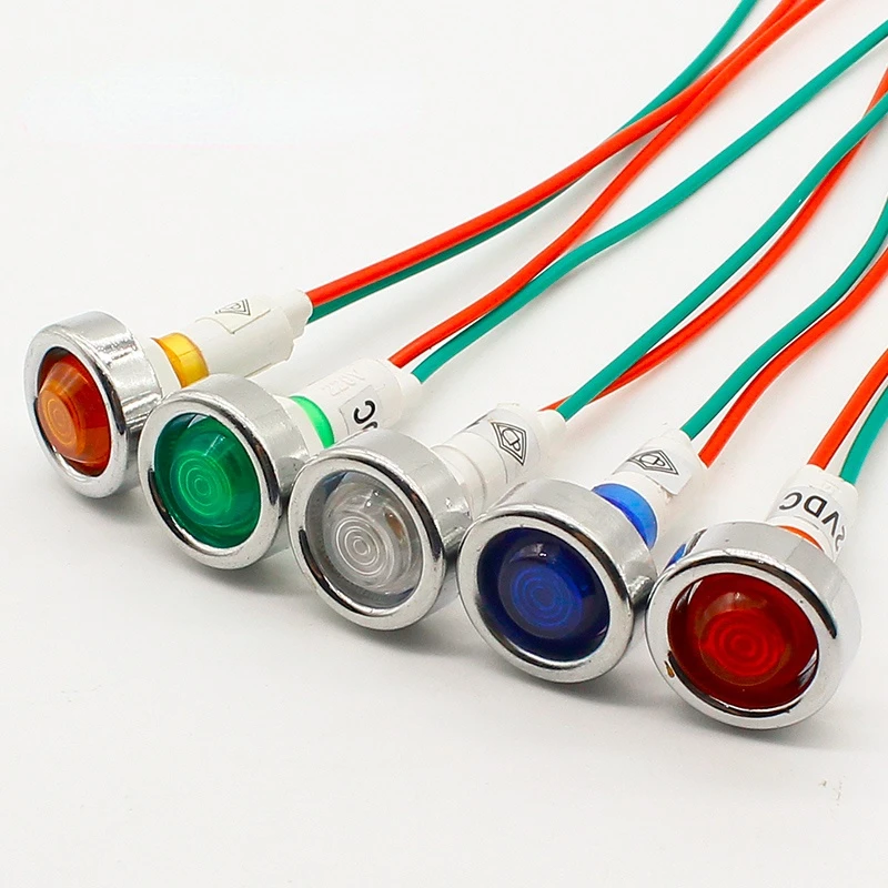 10pcs 10mm 12V LED indicator light with 18cm wire sigal lamp