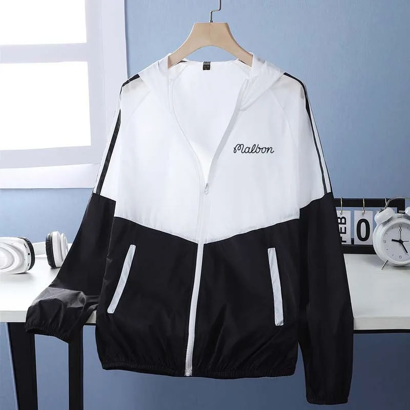 Malbon Men's Windbreaker Summer Sun Protection Jacket Outwear Hiking Cycling Thin Hooded Coats Clothing Golf Camping Horse