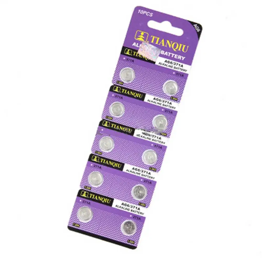 10 шт. = 1 карта AG6 40mAh AG 6 55 V Щелочная батарейка-кнопка 605 371 D371 SR69 SR920SW акция батарея