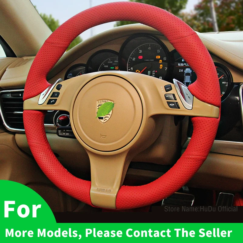

DIY For Porsche 718 911 Cayenne Taycan Macan Paramera Alcantara Multiple Color Styles Leather Custom Car Steering Wheel Cover