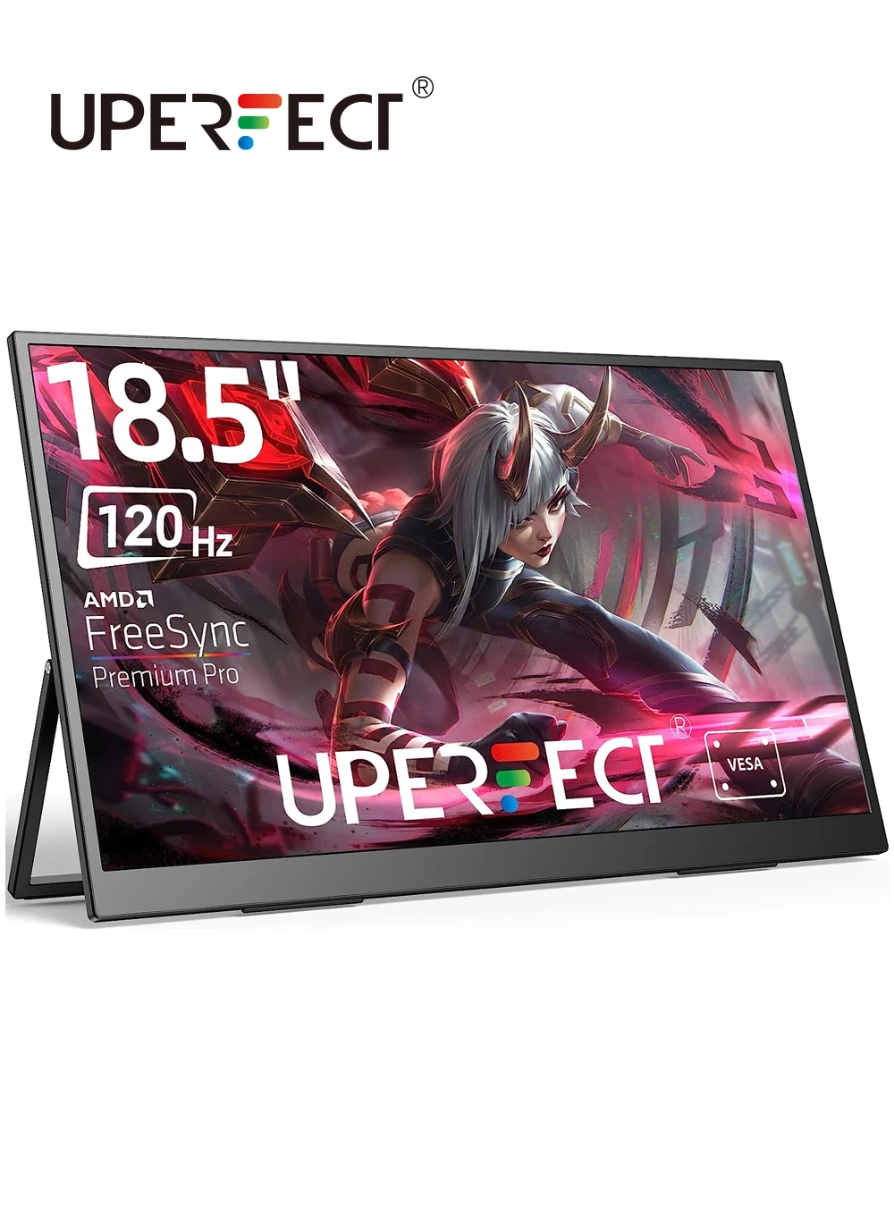 UPERFECT портативный монитор 18,5 дюймов 120 Гц 100% sRGB 1080P с VESA и подставкой FHD FreeSync IPS HDR игровой дисплей для ноутбука и ПК