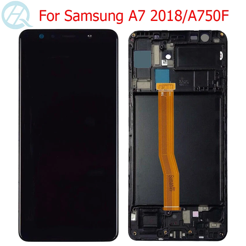 

Оригинальный AMOLED ЖК-дисплей A7 2018 для Samsung Galaxy A7 2018 A750 дисплей с рамкой 6,0 "A750F SM-A750F A750FN A750G ЖК-экран