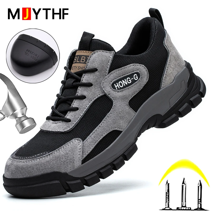 

2023 New Quality Work Sneakers Men Safety Shoes Steel Toe Cap Anti-smash Indestructible Shoes Anti-puncture Work Boots Fashion