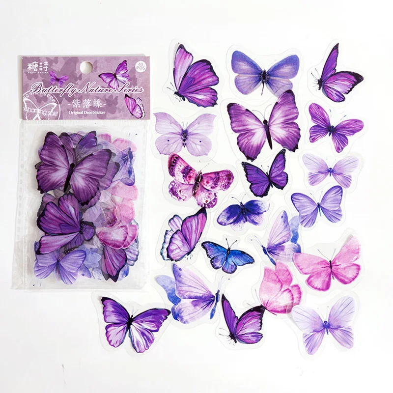 

Butterfly Stickers 40PCS Cute Butterfly Cartoon Animal Stickers Pack Vinyl Waterproof Stickers Decal