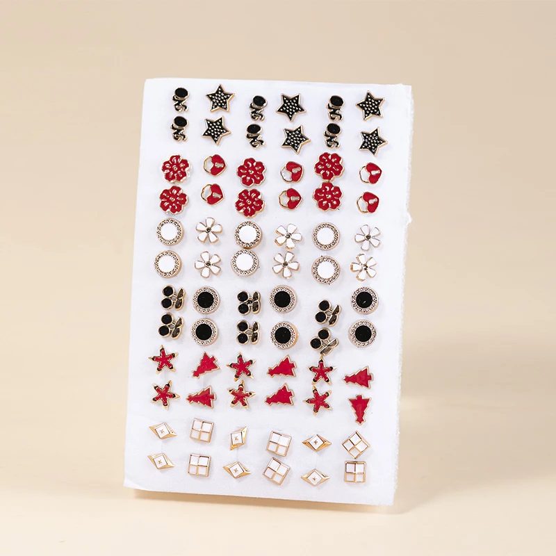36pairs Geometry Hollow Small Stud Earrings for Women Girs Resin Earrings Set Mixed Styles Fashion Jewelry