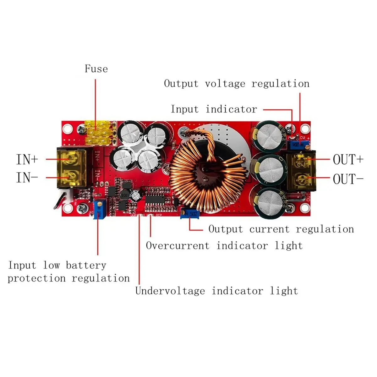 Фото Модуль повышения напряжения HFES 1500W DC-DC, 12-48В в 24-72В, 30А, регулируемый, с постоянным напряжением и током, для электромобилей №3