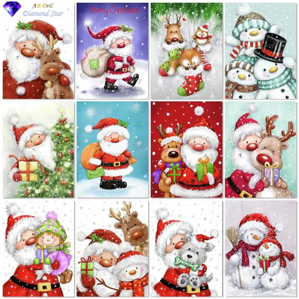 

Full AB drill 5D Diy Diamond Painting Santa Claus Cross Stitch Kit Diamond Embroidery Mosaic Needlework Decor Home