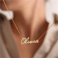 custom name necklace stainless steel nameplate for women personalized letter pendant necklaces jewelry gold chain birthday gift