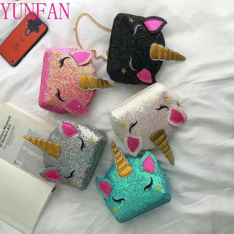 

Fashion Unicorn Bag for Girls Travel Women Cartoon Printing Shoulder Bags Sequins Leather Wallet Clutch Crossbody Bolsa Mini