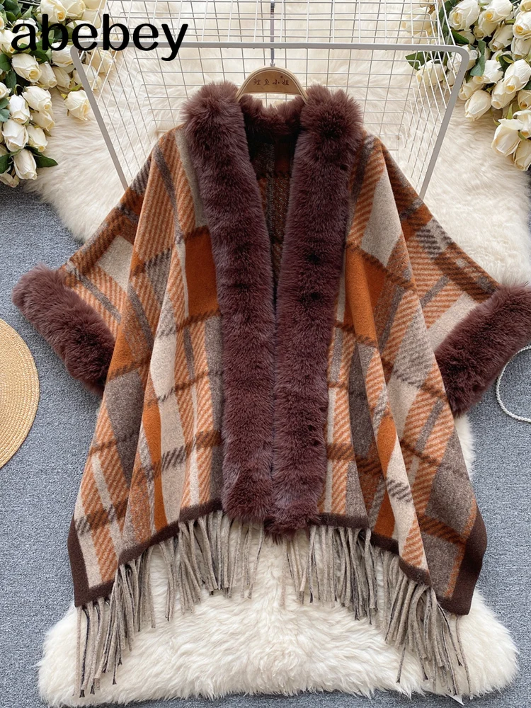 

Женское Пончо: мягкая тонкая вязаная накидка в полоску с бахромой из 2023 имитации, пальто-шаль в этническом стиле