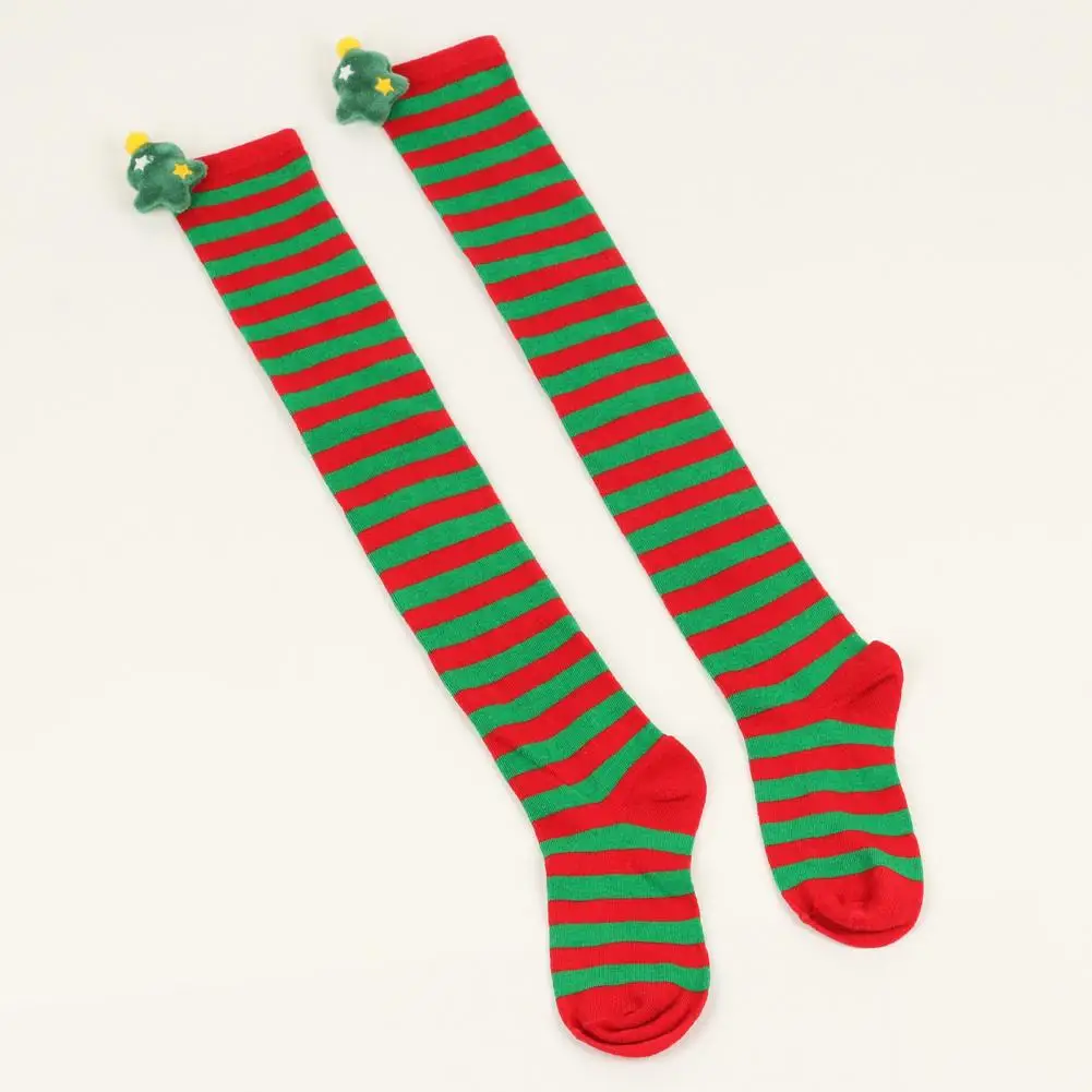 

1 пара, Нескользящие высокие носки, рождественские носки до колена, зимние длинные носки стандартного кроя, Рождественское украшение для ве...