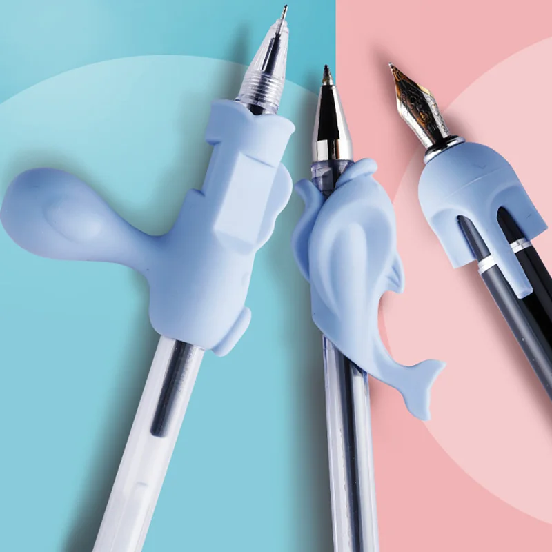 

6Pcs/box Neutral Pen Grip Corrector Silicone Pen Learning Writing Tool Correction for Kids Preschoolers Children Stationery Set