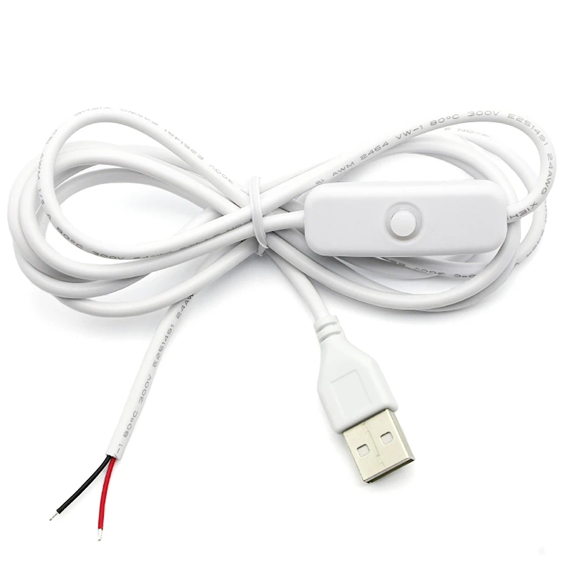 

1,5 м/1 м USB 5 В переключатель включения выключения провод питания 501 кнопка USB штекер-2 ядра соединительный кабель 2A для светодиодной ленты лампы лампы DIY