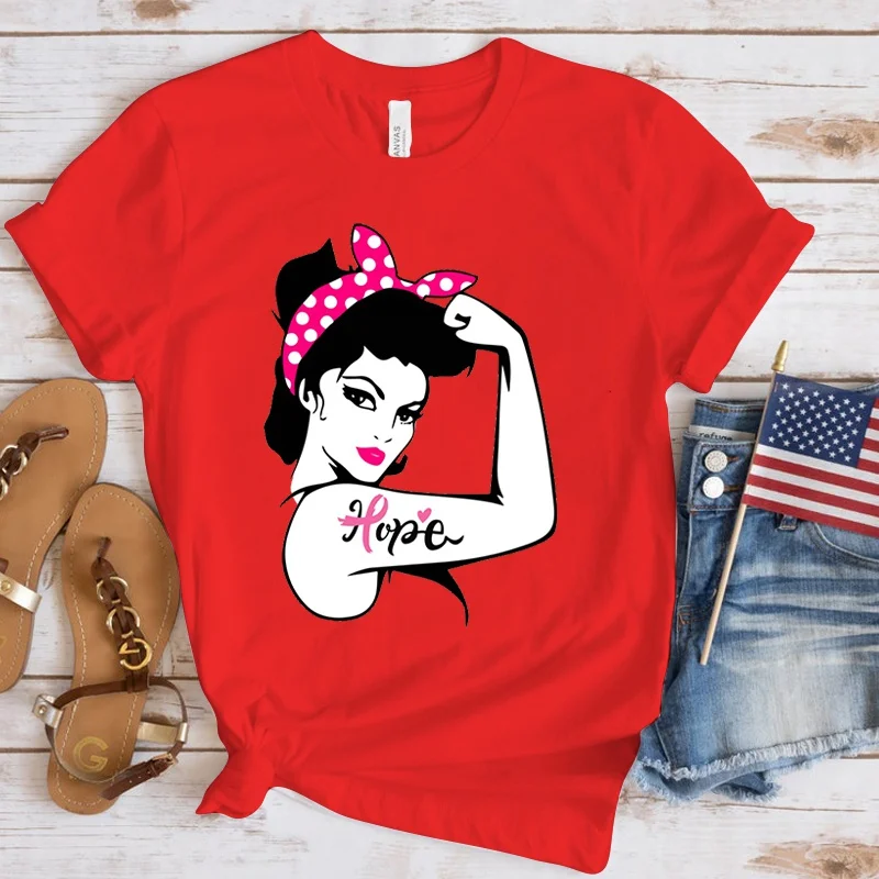 Женская свободная футболка с принтом рака груди и надписью Hope