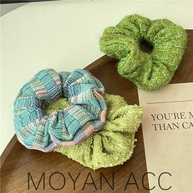 

Green Classic Style All-Match Bun Large Intestine Ring Autumn and Winter Thickened Hair Rope Female Online Influencer Hair Band