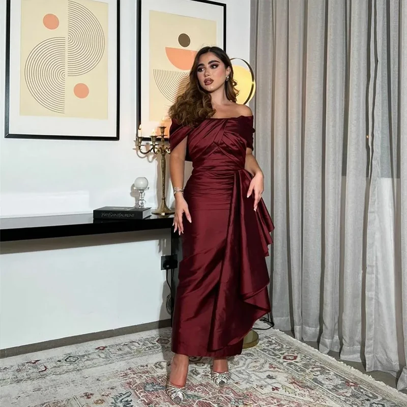 

VENUS 2024 Strapless Prom Dresses Mermaid Plus size Formal Dresses Short Sleeve Evening Dress Ankle-Length Party Dress