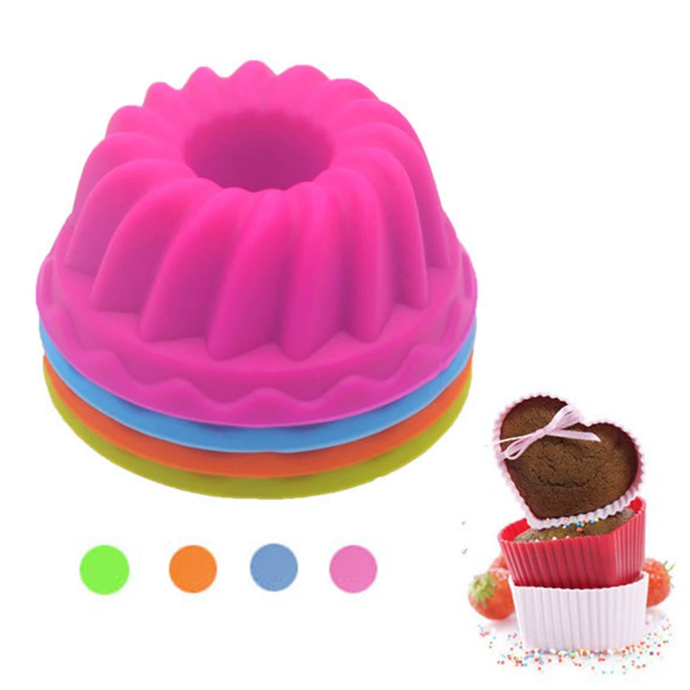 

12 Buah/Set Cetakan Kue Silikon Bulat Muffin Cup Cake Baking Mold Dapur Memasak Bakeware Membuat Diy Alat Dekorasi Kue