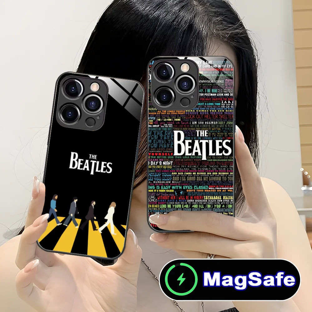 Mobile B-Beatles Phone Case for iPhone 16 15 14 13 12 11 Pro Max Plus Mini MagSafe Wireless Charging Glass Cellphones Cover