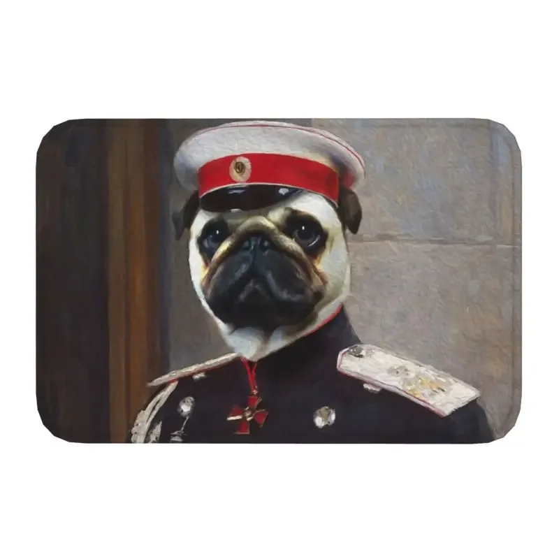 

Pug Dog Portrait Front Door Floor Entrance Mats Indoor Regal Pet Vintage Bathroom Kitchen Doormat Toilet Carpet Rug