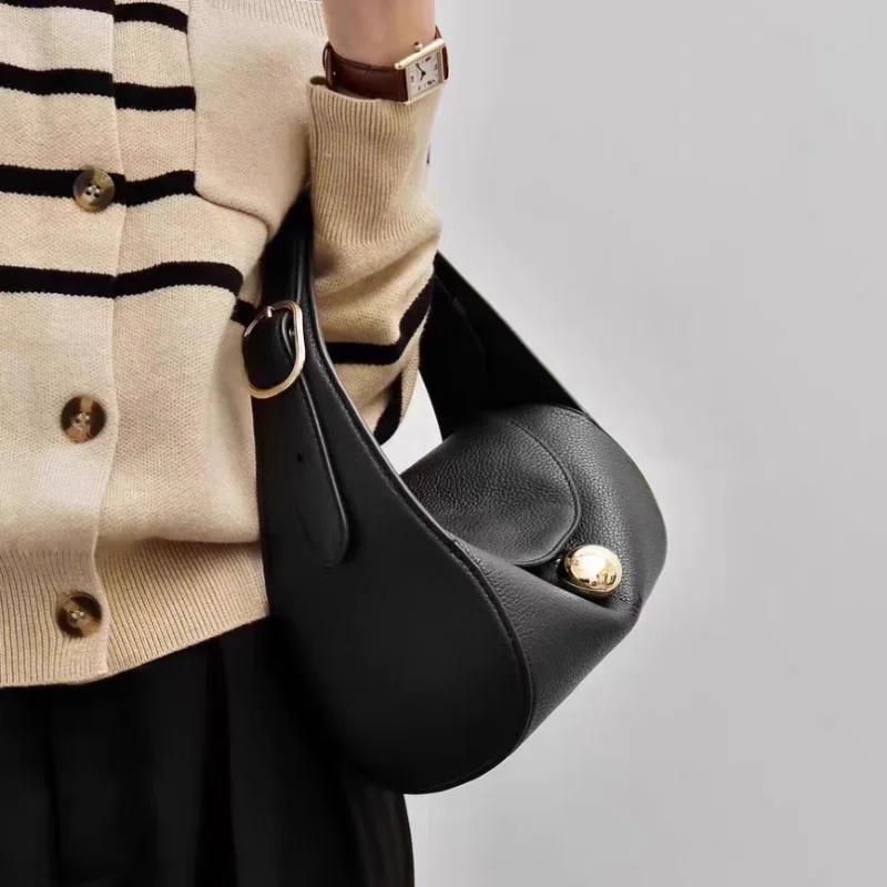 

Niche designer brand CAFU women's pebbled cowhide Drop Duffel commuter shoulder underarm bag cylindrical bag