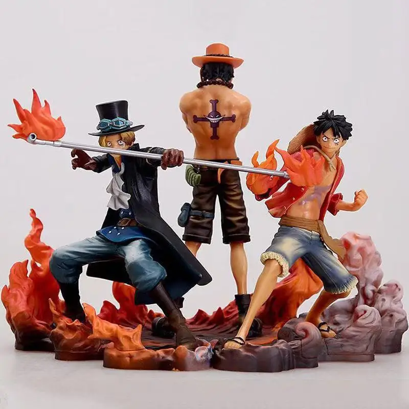 

3 Uds аниме Estatuilla D Luffy As Sabo Three Hermanos Набор фигурок из ПВХ игрушки 14-17 см