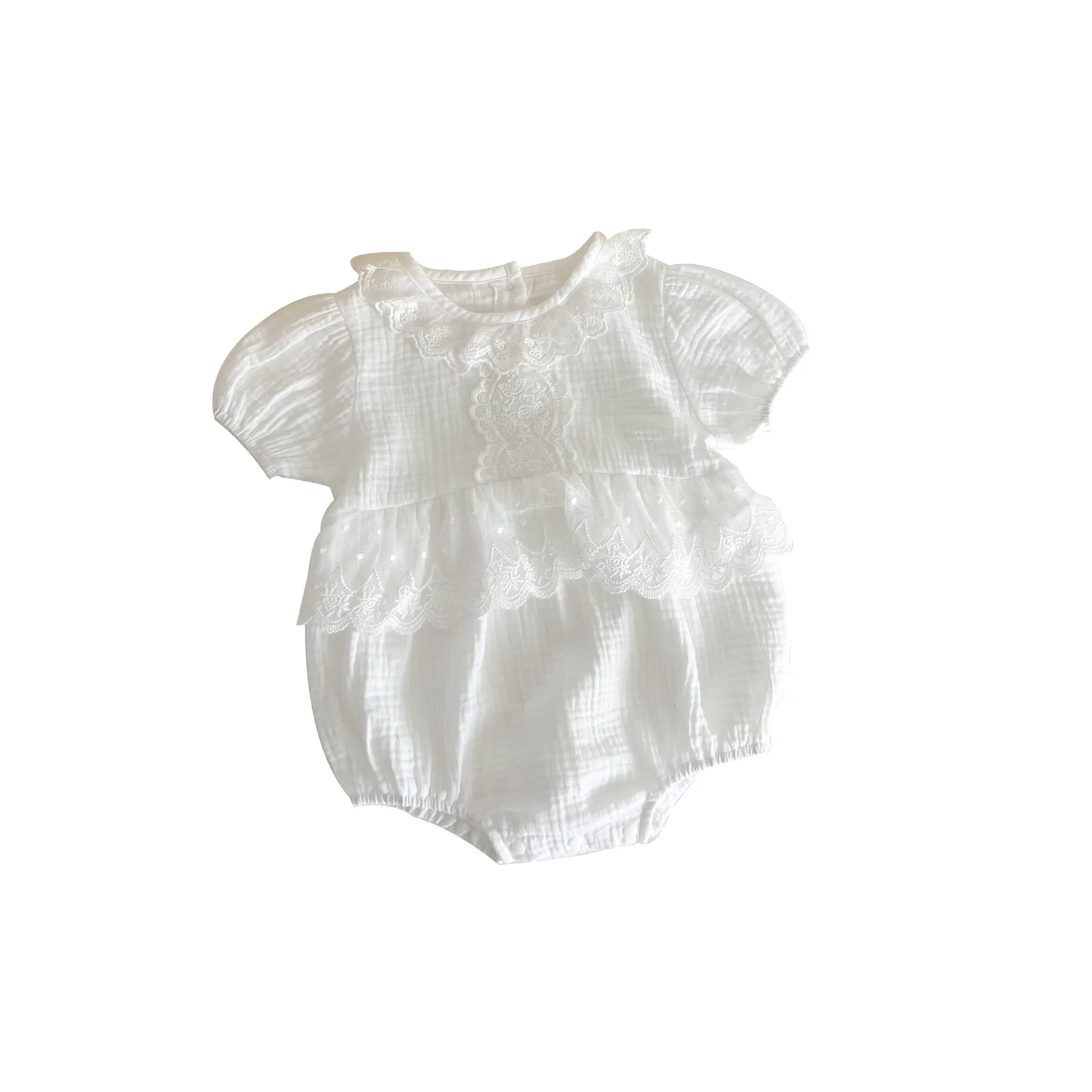 Criscky 2022 Summer Newborn Toddler Girls Bodysuits Lace Princess Infant Baby Girl Floral Bodysuit Jumpsuit Casual Clothes