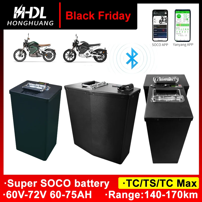 

for Super SOCO TS TC TSX Battery Large Capacity 60V 59.5AH 75AH TCMAX Batteries 72V 65AH Replacement Motorcycle Accessories