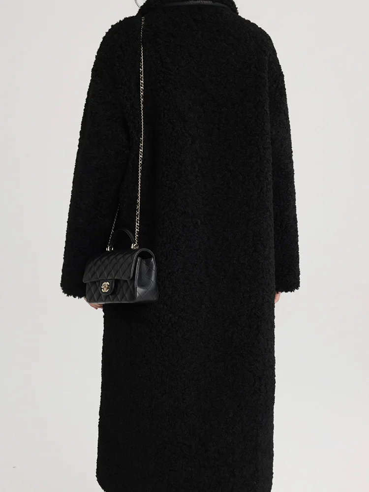 Fur Integration Long Black Coat 2022 Winter jacket Faux Fur Jackets Women Lamb Fur Plush Coat Vintage Warm Teddy Coat Overcoat