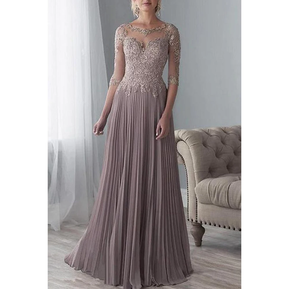 

Элегантное Плиссированное шифоновое платье для матери невесты с полурукавами