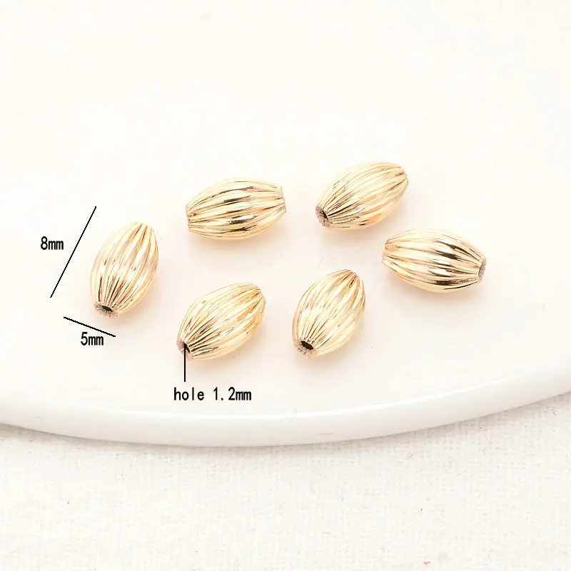 20 шт. 5*8 мм 14 к позолоченные латунные овальные бусины для браслетов
