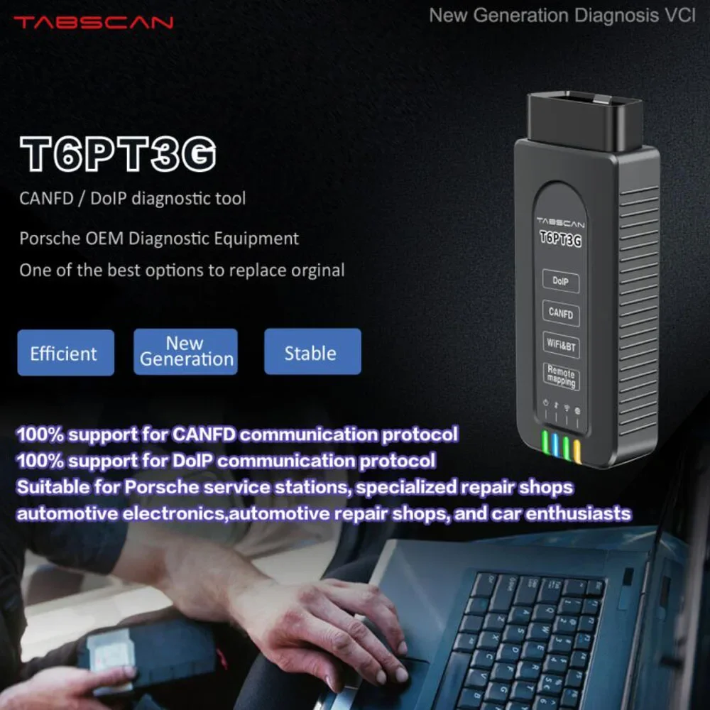 Фото Диагностический инструмент TabScan T6PT3G для Porsche CANFD DolP OBD2 с функциями, аналогичными оригинальным, диагностика OEM, VCI, удаленная географическая привязка №4