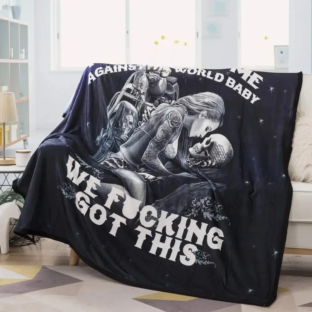 

Ride or Die Motorcycle Biker Lovers Luxury Royal Plush Blanket Queen Size Soft Throw Blanket for Camping Sofa Bed Office Travel