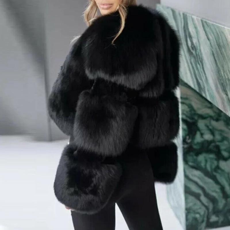 Fluffy Faux Fur Coat Women Winter Jacket Fashion Thick Warm Overcoat Faux Fox Fur Coats Female Fur Jacket Casual Party Over