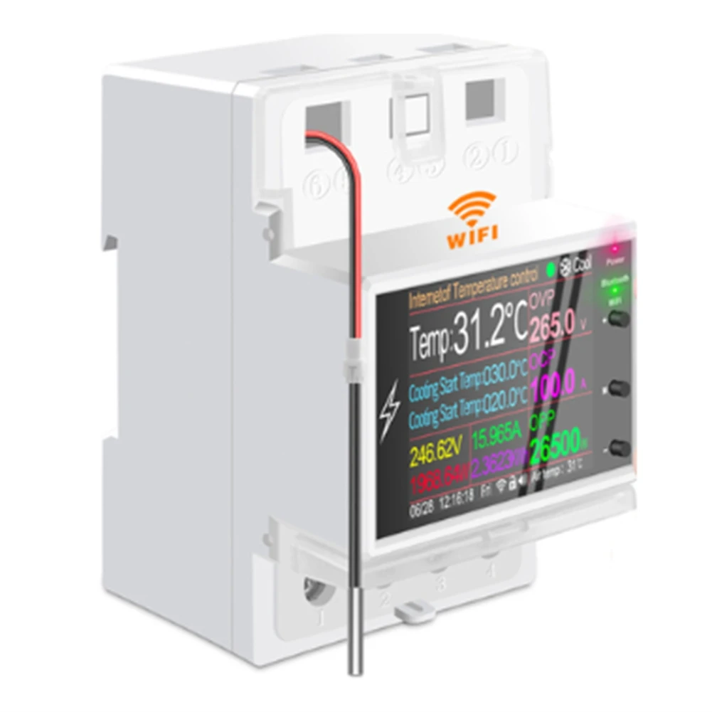 

AT4PTW WIFI Tuya Din Rail Digital Thermostat Incubator Temperature Controller with Timer Switch AC220V 100A for Heating