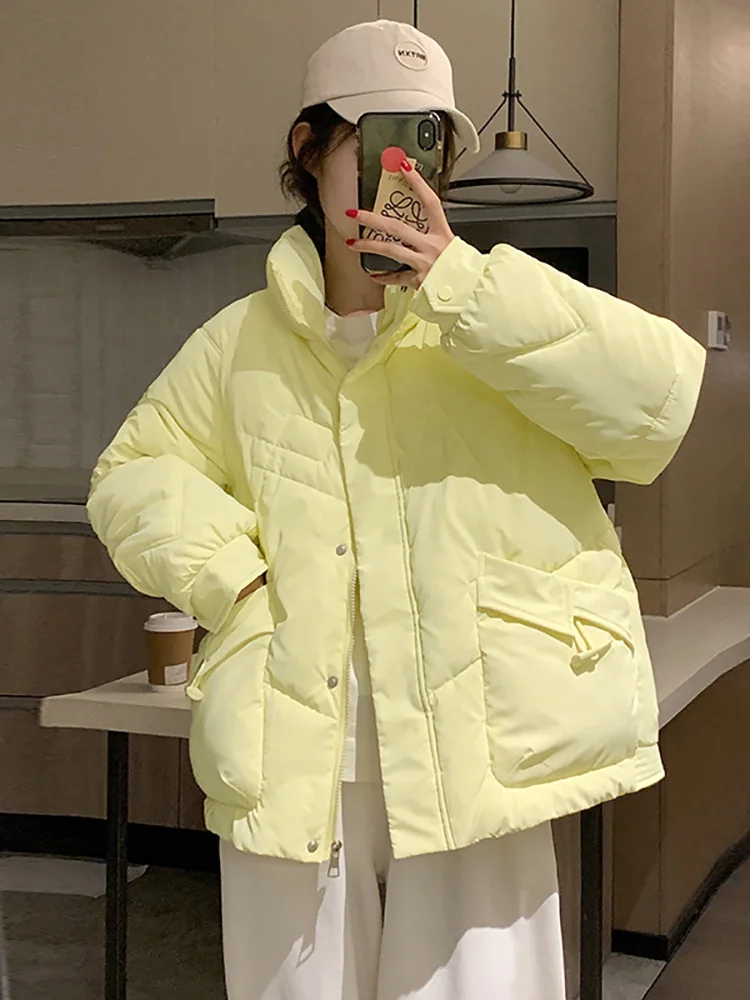 

Women's Winter Coats Causal Short Padding Parkas Woman Korean Fashion New Down Cotton Jackets Loose Solid Female Parka