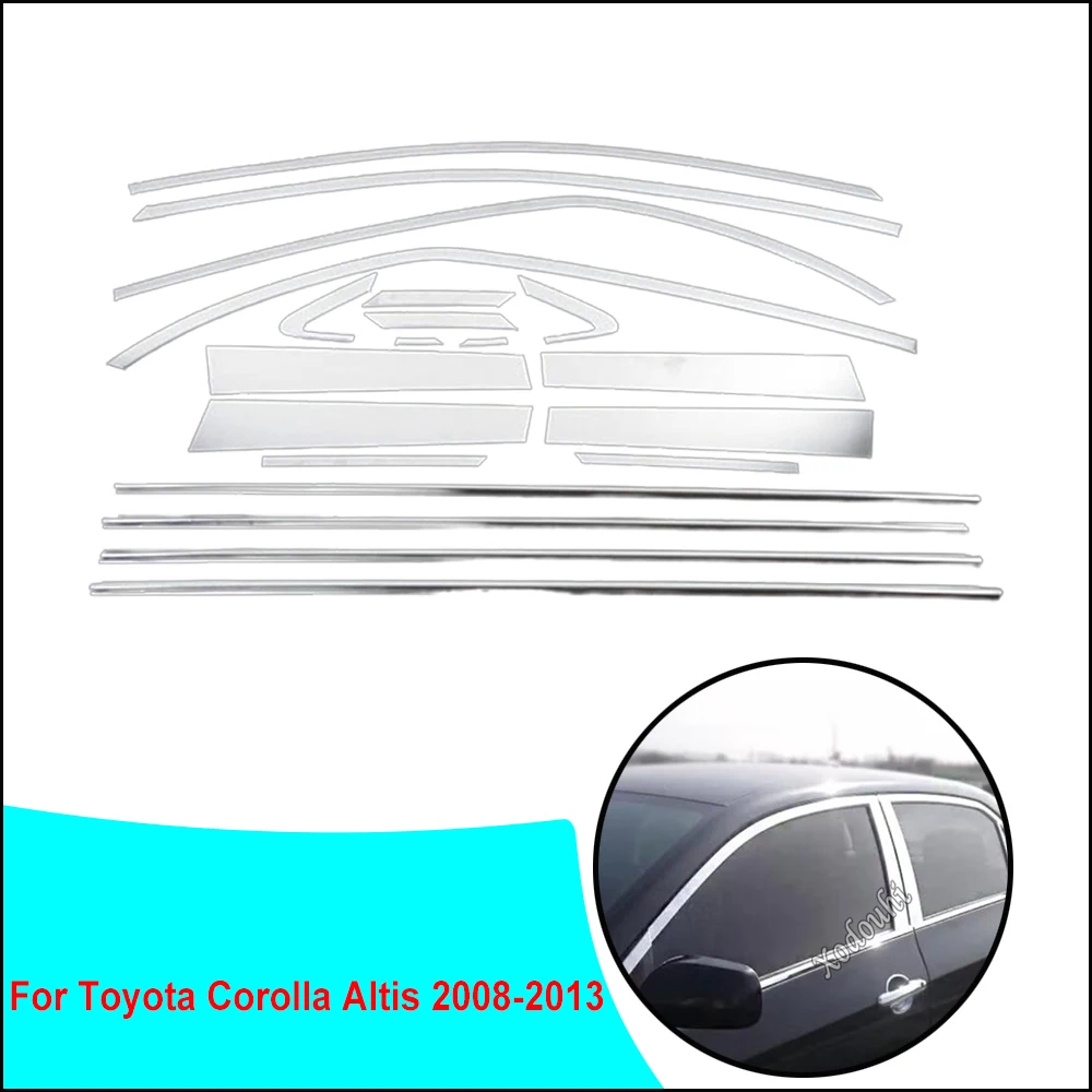 

Накладки на автомобильные окна из нержавеющей стали, украшение, средняя колонка, полоса для Toyota Corolla Altis 2008 2009 2010 2011 2012 2013