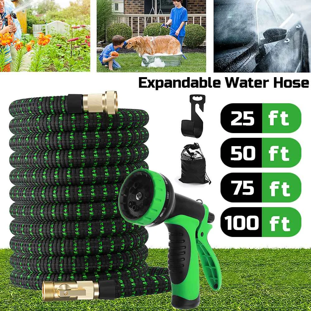 

Garden Hose Water Expandable Watering Hose 25-100ft High Pressure Car Wash Cleaning Magic Pipe with Sprayer Gun 10 Patterns