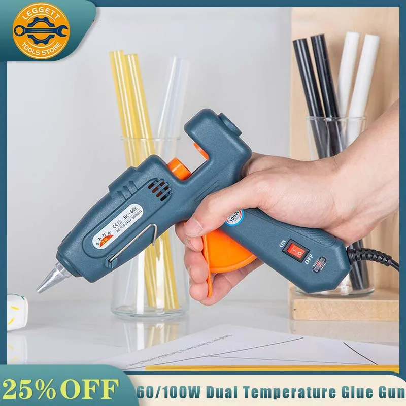 

Клеевой пистолет, 60/100 Вт, двойная мощность, высокотемпературный клеевой пистолет, используется 11 мм клеевой карандаш, двойная температура, одиночный клеевой пистолет