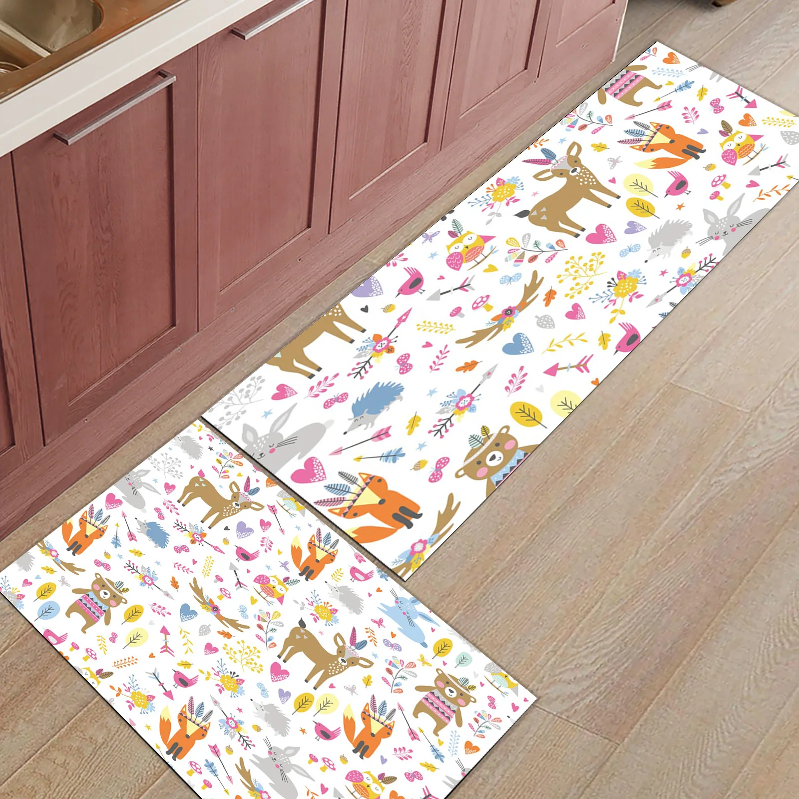 

Animal Flower Bird Autumn Forest Anti-slip Kitchen Floor Rugs Doormat Bathroom Entrance Doormat Bedside Area Rugs for Bedroom