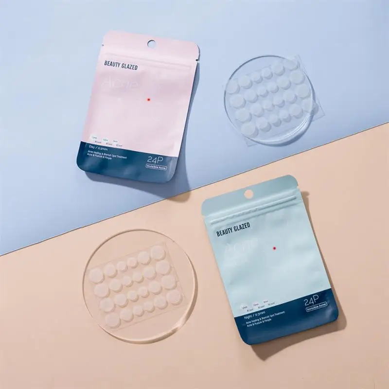 

BEAUTY GLAZED Патчи от акне 24 наклейки лечение акне средство для удаления прыщей маска для лица от пятен уход за кожей водостойкий инструмент для ...